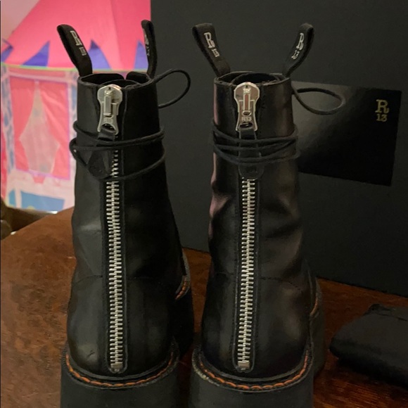 R13 X Double Stack Platform Black Leather Boot - Picture 3 of 8